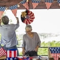 thumbnail image 4 of 11.8-Inch Rustic Red White And Blue Patriotic Fabric Front Door Wreath With Metal Star Bow Americana Decoration Indoor Outdoor 4th Of July Home Decor, 4 of 5
