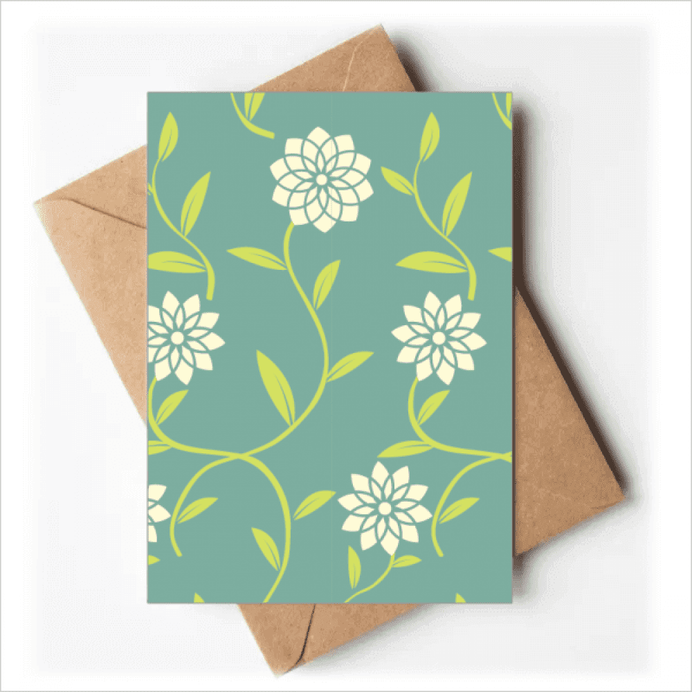 Green White Flowers Decorative Pattern Greeting Cards You are Invited Invitations