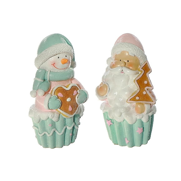 Polyresin Christmas Cupcake (Asstd) - Set of 2