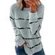 thumbnail image 1 of Sudadera casual con cuello redondo y teñido anudado para mujer, estampado a rayas, suelta, suave, manga larga, camisetas, 1 of 3