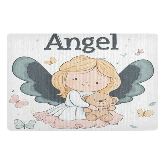 BZSMCE Floor Mats 32x20in Angel Holding Bear Plainting Creativity Doormats