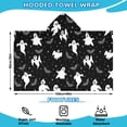 thumbnail image 2 of Black Halloween Ghosts Bats and Stars Hooded Bath Towel，60"x35" for Ages 3 To 12 Kids, Quick Dry Lightweight Soft Microfiber Hood Beach Towel Cover Up for Kids, 2 of 7