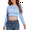 Powder Blue, variant on Women's Knit Cropped Top Long Sleeve Crisscross Tie Back Casual Ribbed Fitted Crop Tee Shirt