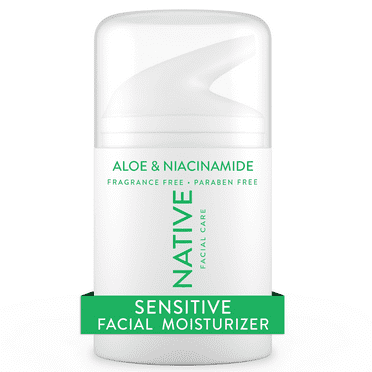 Native Facial Moisturizer for Sensitive Skin with Aloe and Niacinamide, Unscented, 1.7 oz
