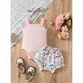 thumbnail image 2 of Suealasg Baby Girl Clothes 3Pcs Infant Newborn Summer Outfit Set Round Neck Sleeveless Romper Floral Shorts Headband Sets 0-18 Months, 2 of 8