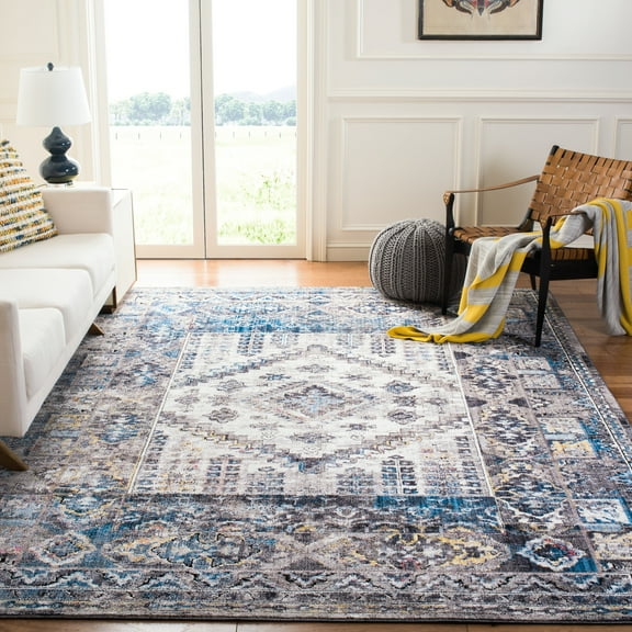 SAFAVIEH Bristol Keisha Oriental Polyester Area Rug, Cream/Gray, 8' x 10'