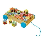 Angle View: Kid Connection Wood Pull-a-Long Alphabet Blocks Wagon