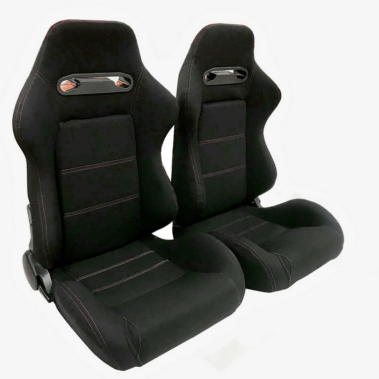 -36916786 Black Sports Red Seats Left Reclinable Stitch Cloth Right Bucket Racing Yucurem 2pcs