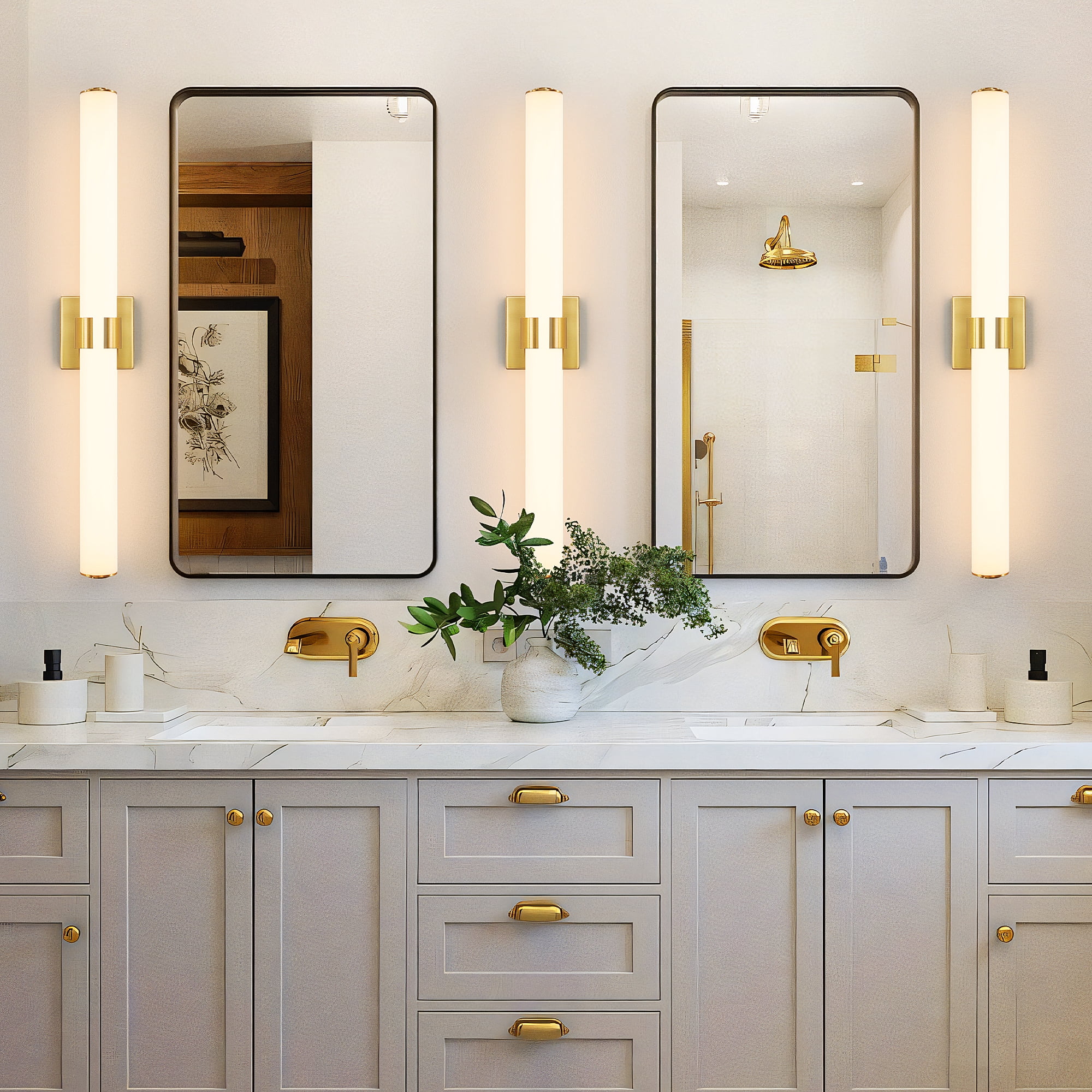 KAISITE Modern 1-Light Dimmable LED Bathroom Vanity Light, Waterproof Lamps for Bathroom, Acrylic Lampshade