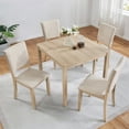 thumbnail image 5 of HSUNNS Dining Table Set for 4, 34.5" Square Wooden Kitchen Table Sets with Upholstered Seats Chairs, 5-Piece Dining Room Table Set for Small Space, Breakfast Nook, Light Oak, 5 of 9