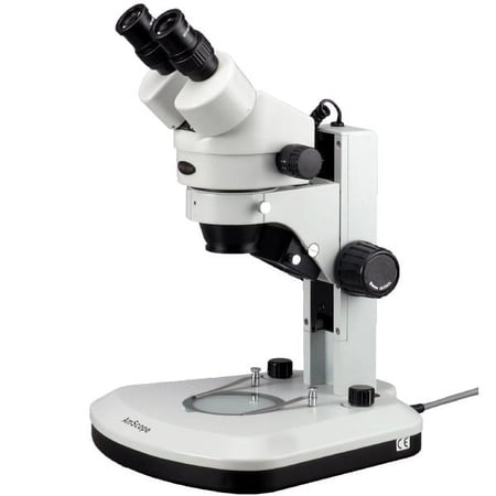AmScope 7X-45X Track Stand Stereo Zoom Binocular Microscope w Dual LED Lights New