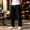Black, variant on Mens Jeans Washed Denim Wide Leg Trousers Drawstring Elastic Waist Straight Leg Pants Loose Fit Casual Denim Pants