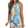 thumbnail image 4 of Camiseta sin mangas Mujer Cuello redondo Top Printed Twisted Vest, Sky Blue, XL Vogacara AP001690-19, 4 of 5