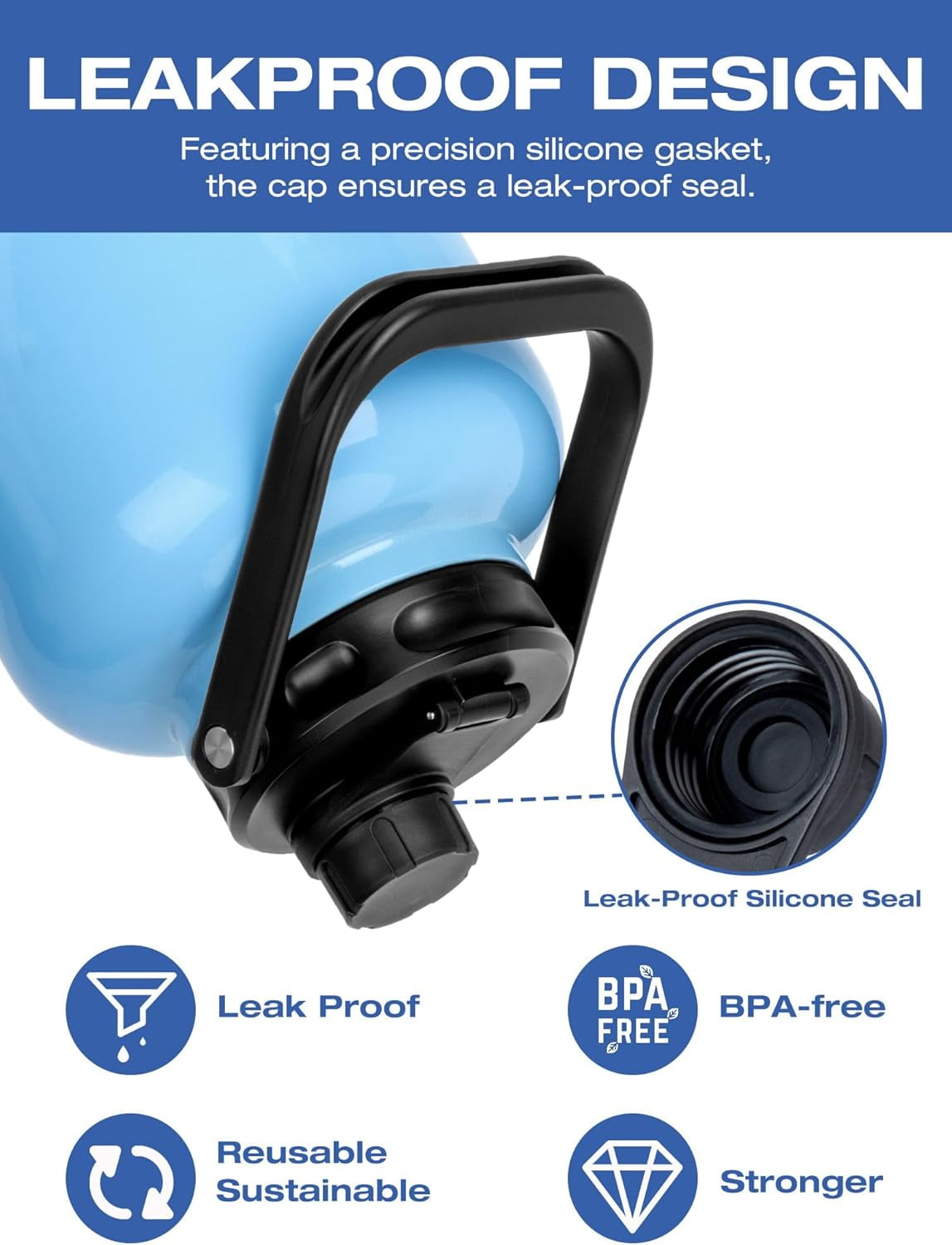 SUNMON Replacement Lid for Water Bottle - Steel Handle Lid