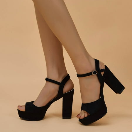 

Lhked Women s Summer Casual Round-toe Sandals High-heeled Platform Comfort Sandals Party Dress Shoes 9