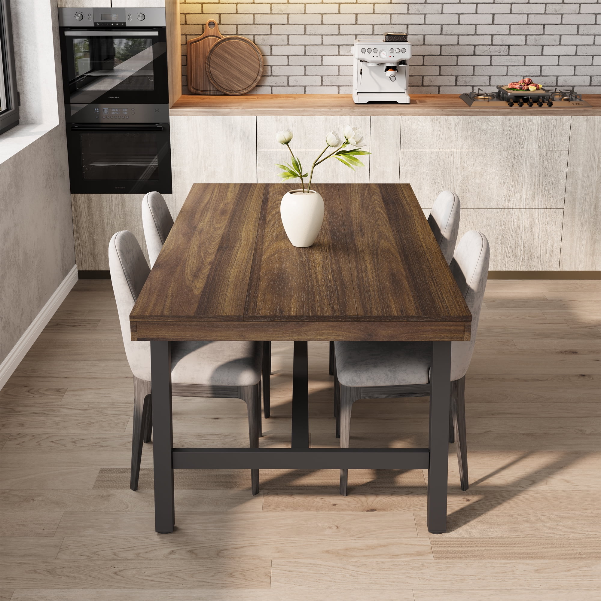 70.87 Inch Long Large Rectangle Dining Table for 6-8 People, Modern Kitchen Dining Room Table with Rustic Wooden Tabletop & Strong Metal frame(Only Brown Table)