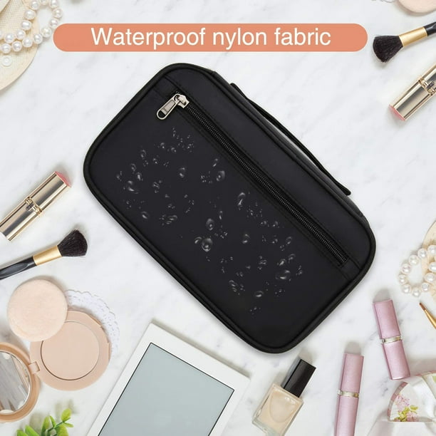 Portable Cosmetic Brush Bag Convenient Large Capacity Multifunctional Zipper Storage Bag Double Zipper Portable Travel Makeup Kit with Removable Mesh