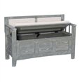 thumbnail image 3 of Linon Banc de Rangement en Bois Carlton Gris Vieilli, 3 of 17