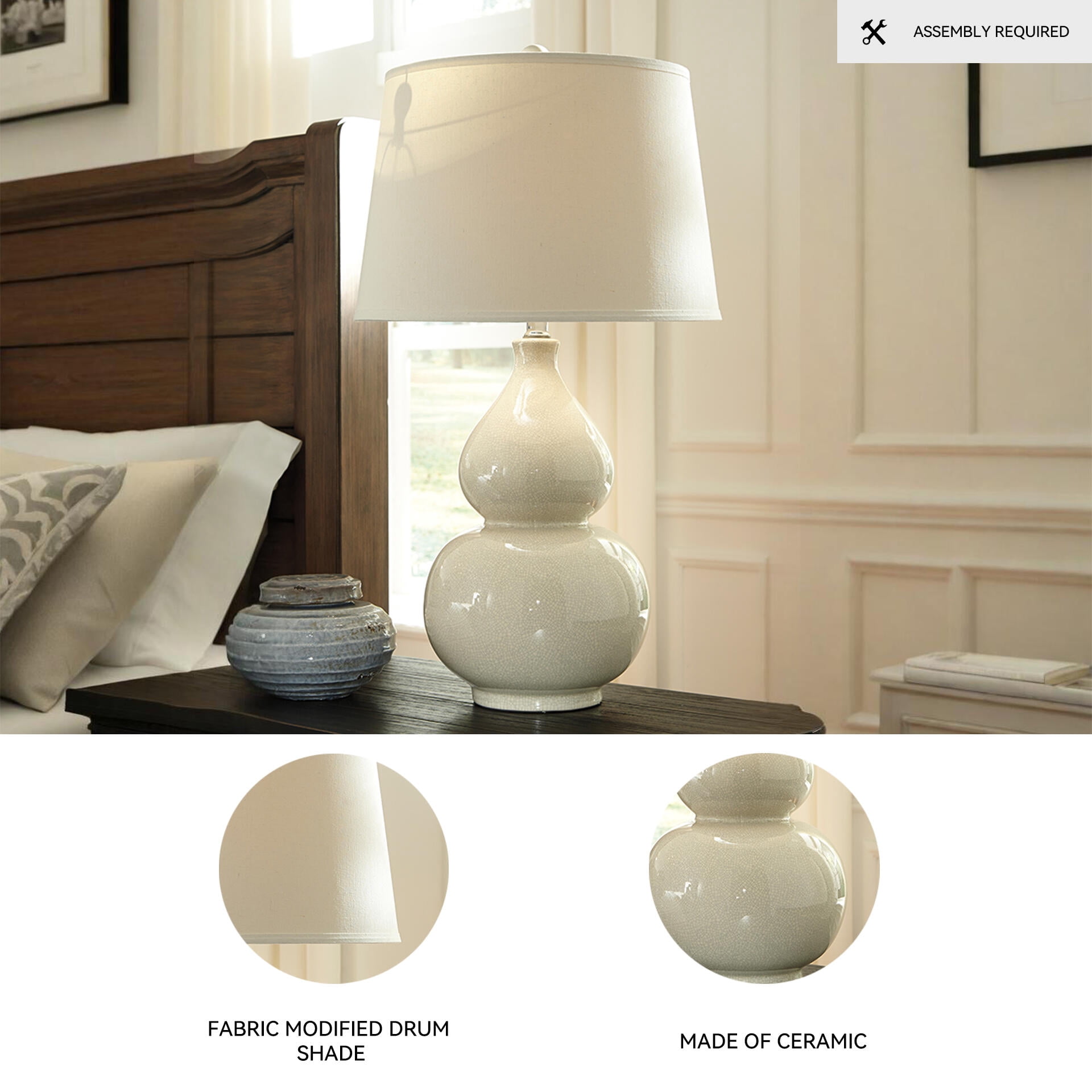 Signature Design by Ashley Contemporary Saffi Table Lamp  Cream