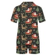 thumbnail image 3 of VBTAPA Women's Christmas Pajamas Sets Cute Xmas Print Button Down Shirts and Shorts 2 Piece Loungewear Set Novelty Holiday Sleepwear Short Sleeve Lounge Pjs Sets Black XXL, 3 of 6