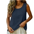 thumbnail image 6 of Tank Tops for Women Solid Color Sleeveless Crew Neck Trendy Casual Dressy Pullover Shirt Workout Blouses, 6 of 7