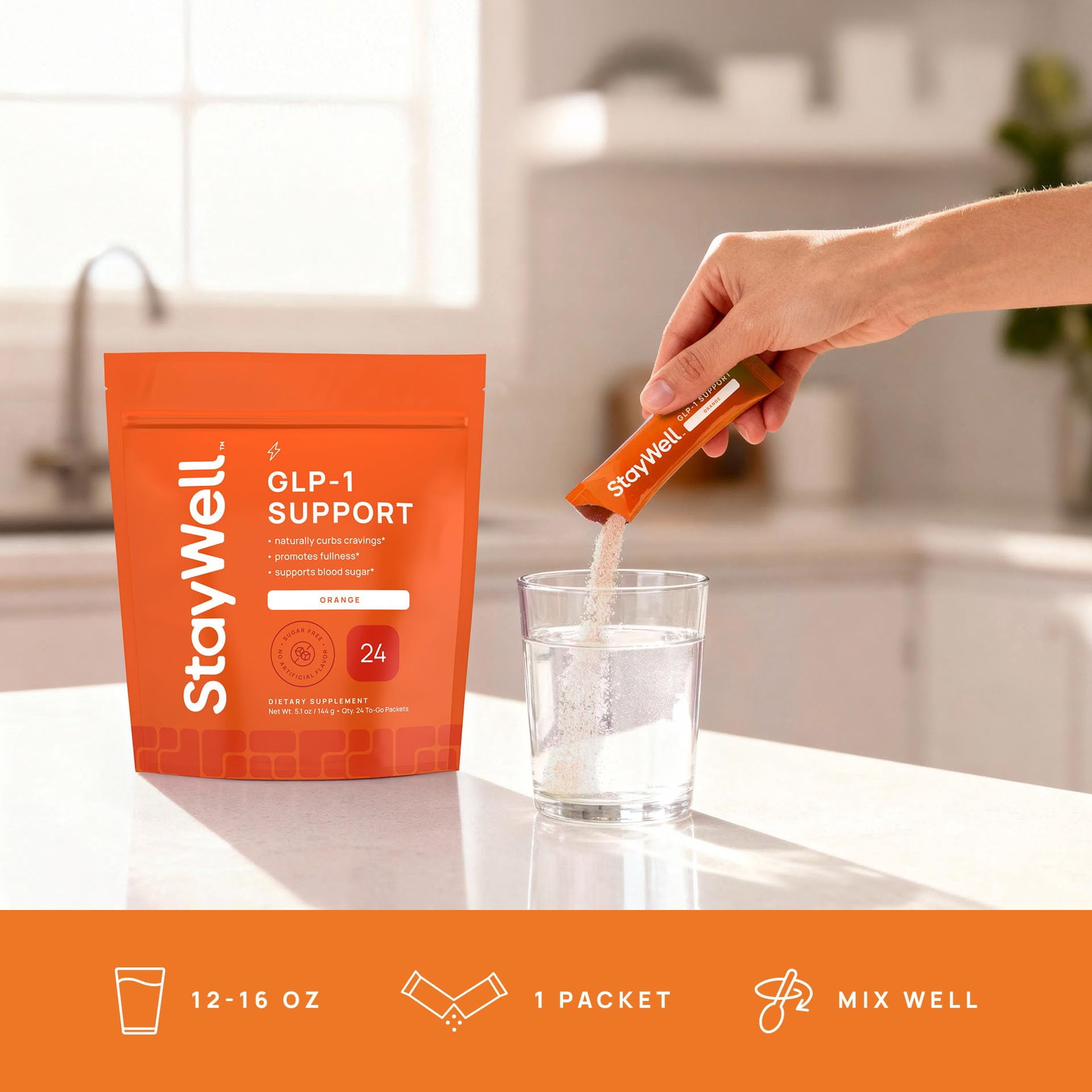 GLP-1 Supplement | Natural GLP-1 Production | GLP 1 Booster Drink Mix to Control Appetite and Cravings | Great Tasting Metabolic Support - Yerba Mate, Garcinia Cambogia, Berberine [Orange]