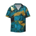 thumbnail image 3 of Balery Watercolor Blue Marbled Men's Casual Button Down Shirt Short Sleeve Textured Summer Cuban Beach Shirts-X-Large, 3 of 7