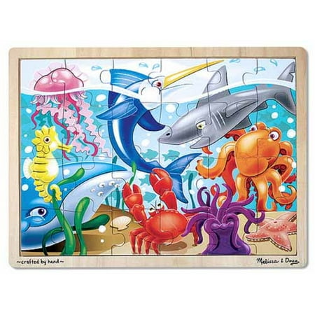 - Melissa & Doug Under the Sea Ocean Animals Wooden Jigsaw Puzzle With Storage Tray (24 pcs)