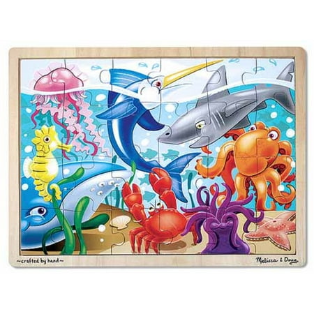 Melissa & Doug Under the Sea Ocean Animals Wooden Jigsaw Puzzle With Storage Tray (24 (Best Jigsaw Under 100)