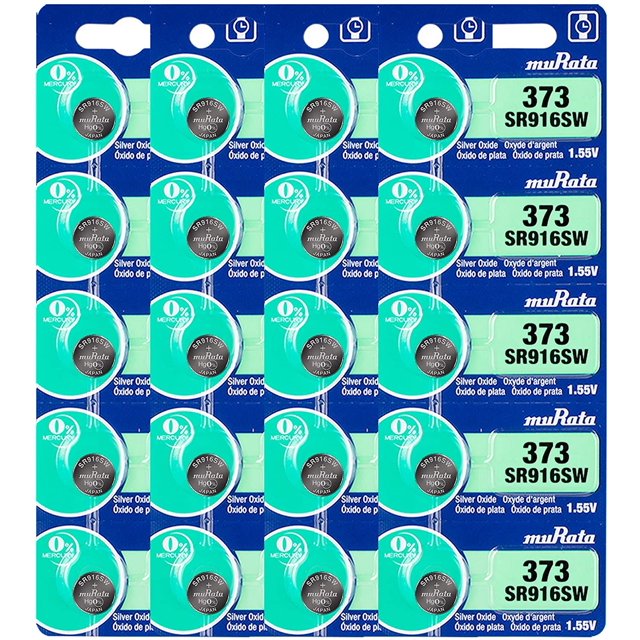 Murata 373 SR916SW Battery 1.55V Silver Oxide Watch Button Cell (20 Batteries)