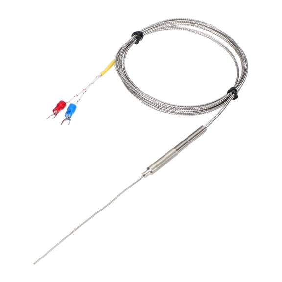 Uxcell K Type Thermocouple Temperature Sensor Probe 1x100mm 4.9ft Wire 0 to 1100°C(32 to 2012°F) Stainless Steel