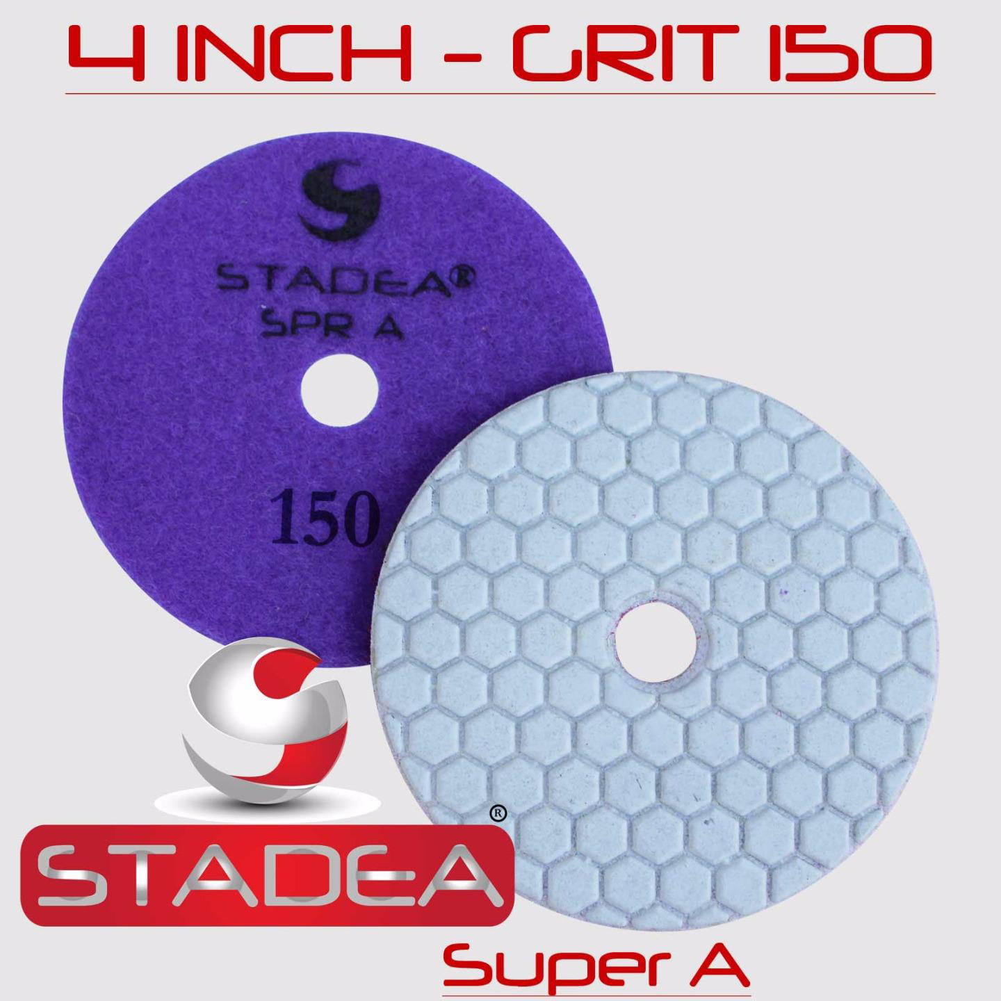 STADEA 4" Diamond Dry Concrete Stone Marble Granite Polishing Pads Kit Discs Set 
