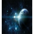 thumbnail image 3 of World Duvet Cover Set, Mysterious Outer Space Cosmos Universe Nebula Exploration Fantasy Theme Image, Decorative 3 Piece Bedding Set with 2 Pillow Shams, Queen Size, Dark Blue White, by Ambesonne, 3 of 3