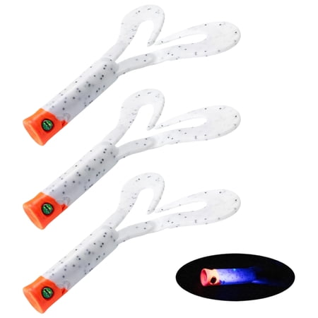 Yiaieng 3PCS Fishing Lure Twin Tail Trailer with Sequin Pvc Spinning Bait for More Bites Paddle Tail Swimbait for Bass Trout Crappie Walleye Ideal for Family Fishing