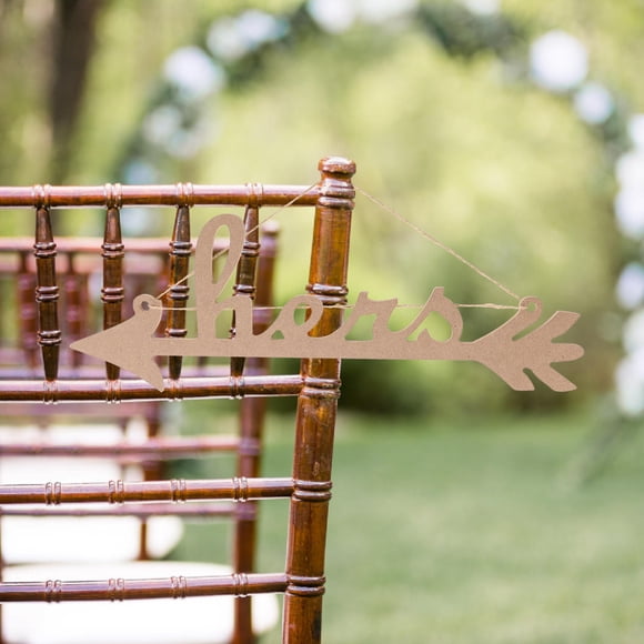 EXHUMKY 2Pcs Hanging Pendant Wedding Chair Decoration Rustic Arrow Wood Decor