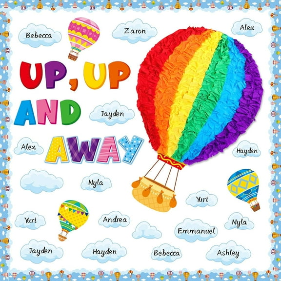 Hot Air Balloon Bulletin Board Set Hot Air Balloon DIY Classroom Decorations 3D Paper Cutouts for Back to School Preschool Elementary Summer Window Chalkboards Wall Door Decor