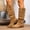 Brown, variant on KEVCHE Womens Casual Cowboy Boots,Round Toe Mid Calf Cowgirl Pull On Flat Low Heels with Slouchy Wide Calf, Comfortable Western Riding Boots for Daily Wear