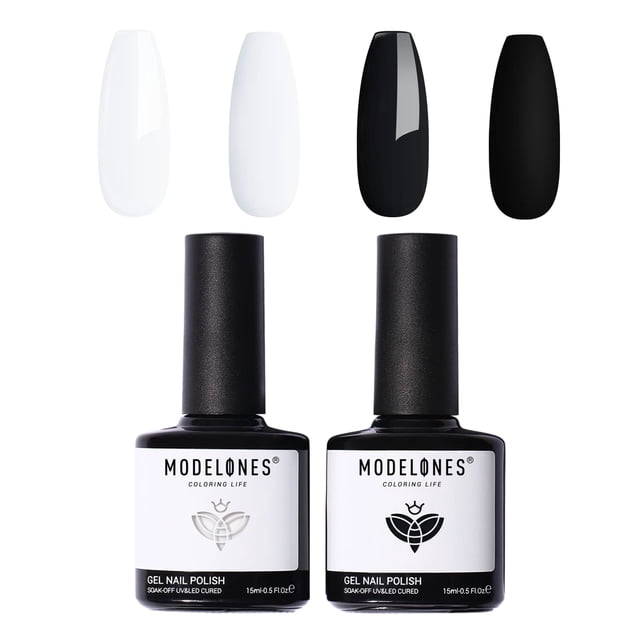 Esmalte en gel Modelones blanco y negro 15 mL, soak off, LED