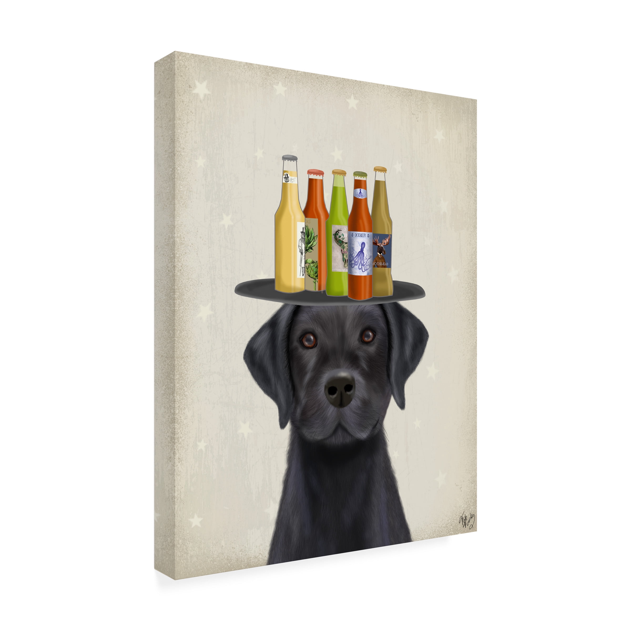 Fab Funky 'Labrador Black Beer Lover' Canvas Art