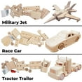 thumbnail image 6 of Kraftic Woodworking Building Kit for Kids and Adults, with 3 Educational DIY Carpentry Construction Wood Model Kit Toy Projects for Boys and Girls - Military Jet, Nascar and Tractor Trailer, 6 of 7