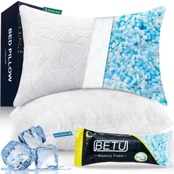 Cooling Pillows BETU Queen Size, juego de 2 unidades de espuma viscoelástica, color blanco