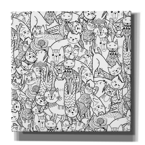 Epic Graffiti 'Coloring Book Cats' by Epic Portfolio, Canvas Wall Art, 12"x12"