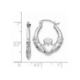 thumbnail image 2 of 14k White Gold Claddagh Hoop Earrings - 2.0 Grams - Measures 12x3mm Wide, 2 of 2