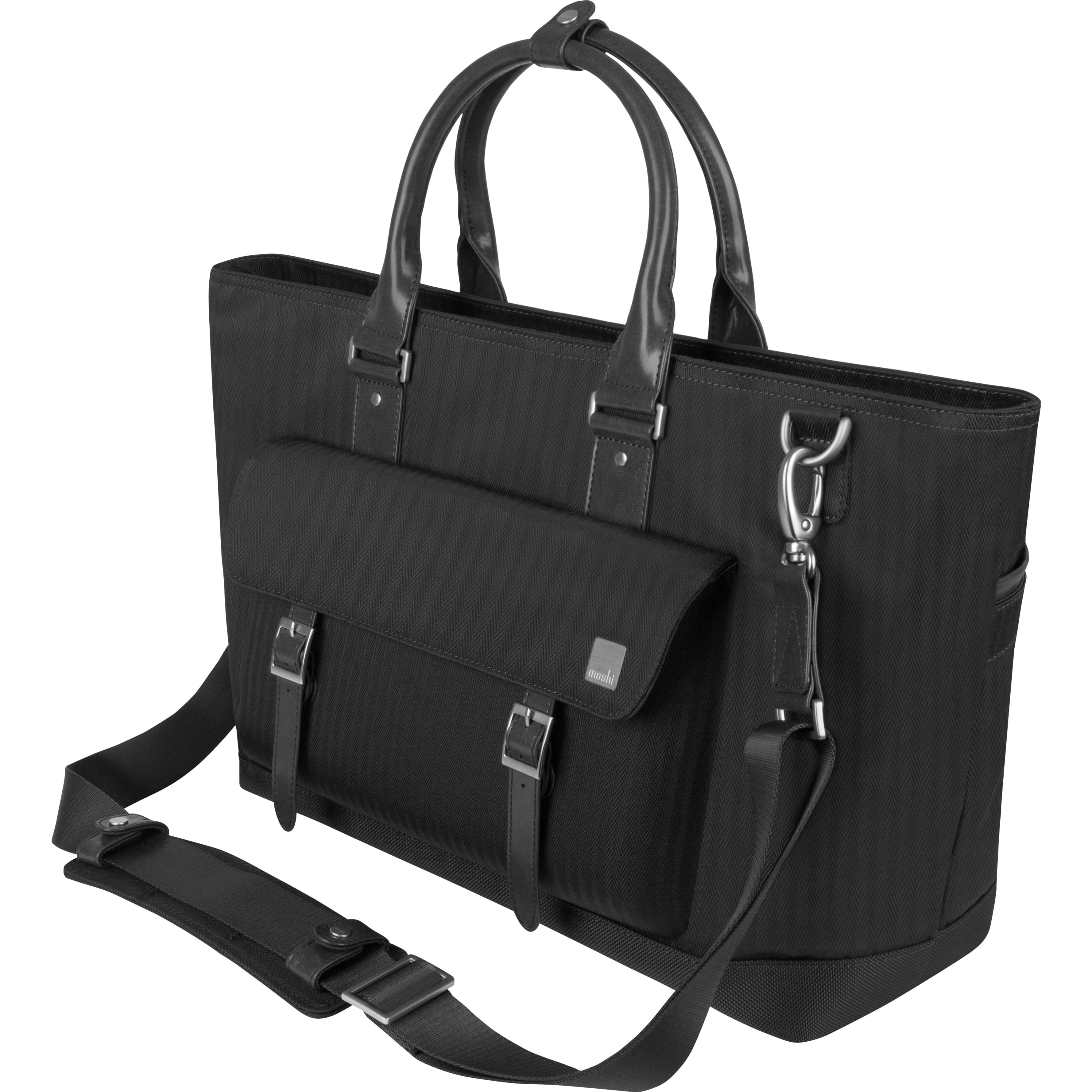 Black NNEE Classic Laptop Leather Tote Bag for 15 15.6 inch Notebook Computers Travel Carrying Bag with Smart Trolley Strap Design