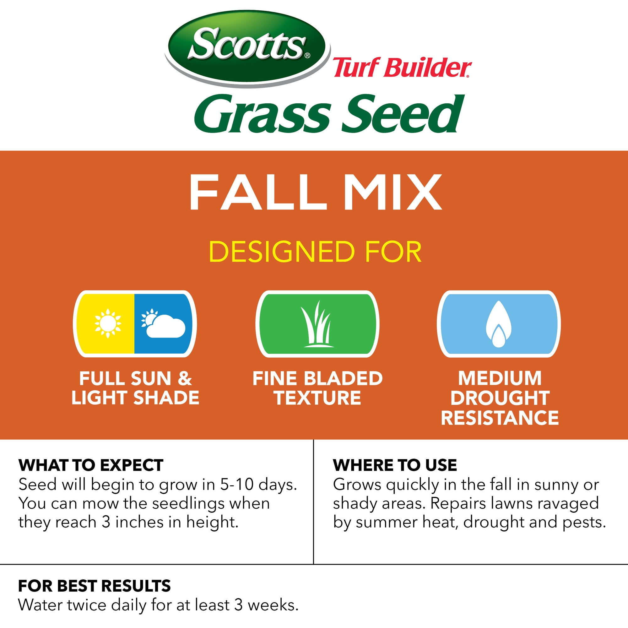 Scotts Turf Builder Grass Seed Fall Overseeding Mix, 15 lbs.