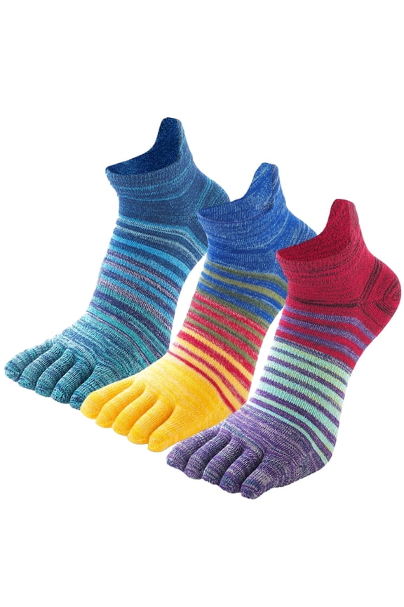 Men's Five Toe Sock Cotton Athletic Five Toe Socks Thick Toe Socks Running Five Toe Socks for Outdoor Sports Spring Autumn 3 Pairs L