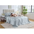 thumbnail image 3 of PURE BAMBOO Sheets Split King Size Bed Sheet 5 Piece Set, Genuine 100% Organic Bamboo Viscose, Soft & Cooling, Double Stitching, 16" Deep Pockets (Split King, Glacier), 3 of 4