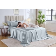 PURE BAMBOO Sheets California King Size Bed Sheet 4 Piece Set, Genuine 100% Organic Bamboo Viscose, Soft & Cooling, Double Stitching (California King, Glacier)
