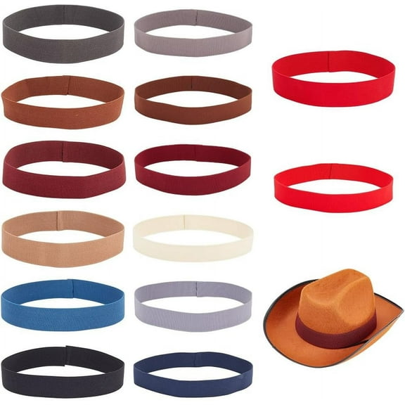 14 Pcs Mixed Color Stretchable Hat Band Western Cowboy Hat Bands