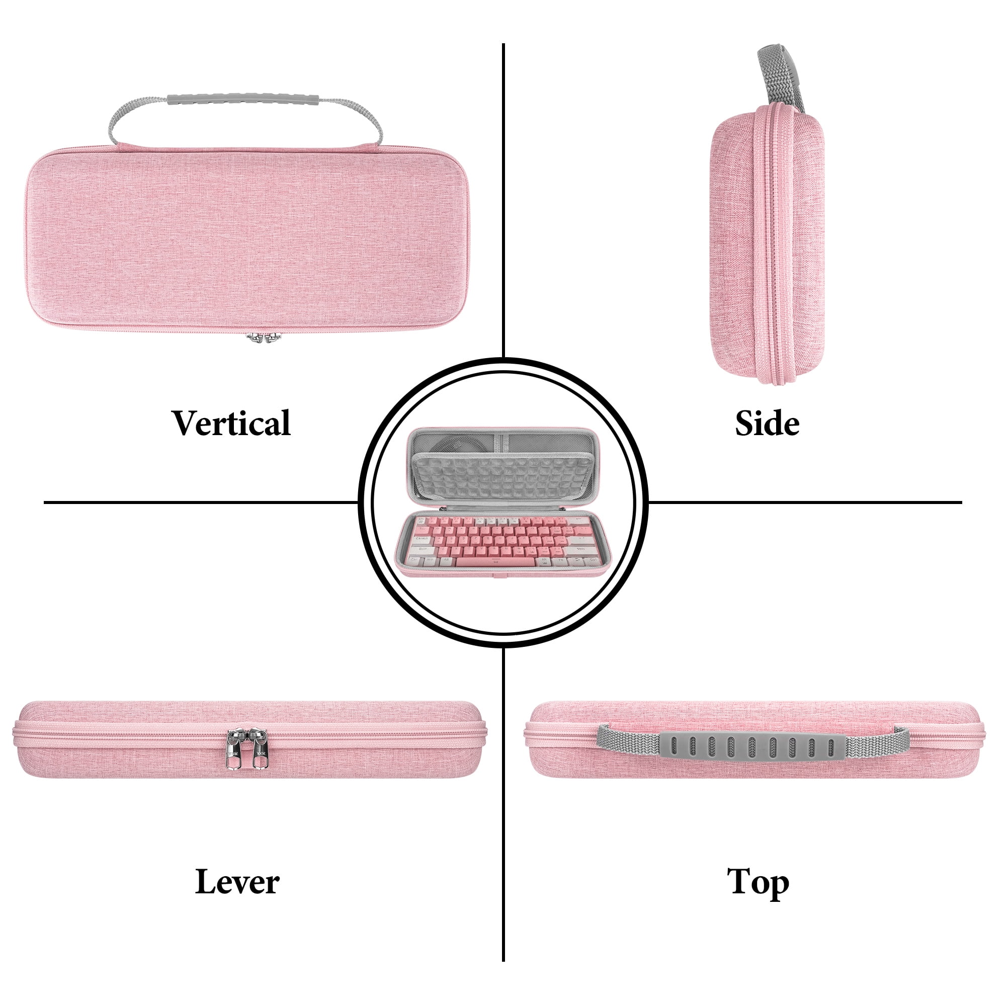 Geekria 60% Compact Keyboard Case, Hard Shell Travel Bag for 61 Keys Computer Mechanical Keyboard, Compatible with SteelSeries Apex Pro Mini / New Apex 9 Mini, HyperX Alloy Origins 60 (Pink)